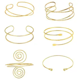 Adullpony B0dnsggpq8 6 Pcs Gold Upper Arm Cuff Bracelets For Women - Boho Open Band