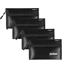 FD-BLACK-4PCS AIRFISH Fireproof Bag Wallet Waterproof Cash