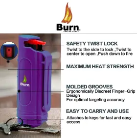 615317634864 BURN Pack Pepper Spray Defense Keychain Security #3