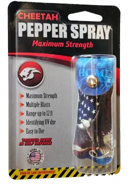 723905975388 CHEETAH Pepper Spray Keychain Women Safety Land