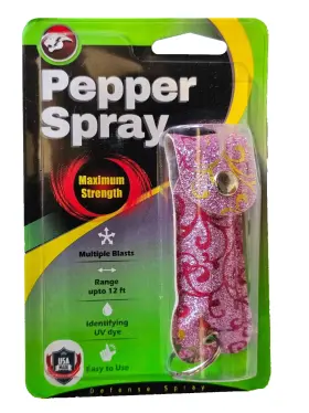 732326672677 CHEETAH Pepper Spray Keychain Women Safety Pink