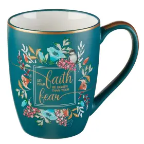 843310100363 CHRISTIAN ART GIFT Mug Let Faith Bigger Fear Box