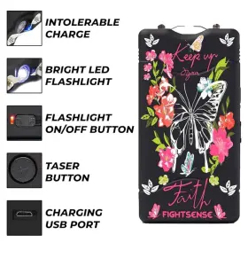 L-100CA FIGHTSENSE Mini Stun Gun Mil Volts Led Light Butterfl