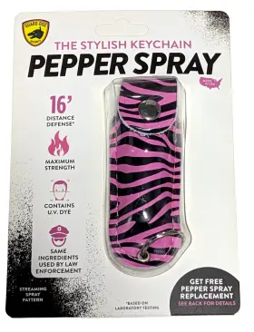 804879430261 GUARD DOG Pink Zebra Print Keychain Pepper Spray