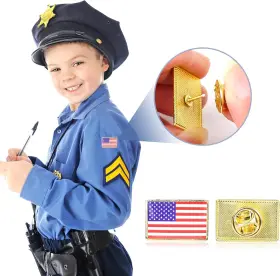 445040998925 HAPTIME Police Badge American Flag Toy Handcuffs #3