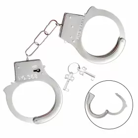 728872241740 KREYFER Halloween Steel Toy Handcuffs Keys Fake