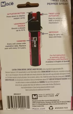 60014 MACE Twist Lock Pepper Spray Keychain Uv Dye Mx #3