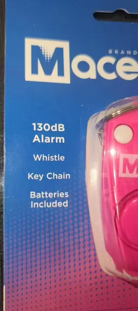 80731 MACE Alarm Pink Key Ring Decibels Whistle #2 80731 MACE Alarm Pink Key Ring Decibels Whistle #2