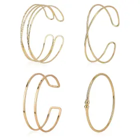 Mikovivi B0f4k5mmj6 4pcs Gold Arm Cuffs Minimalist Upper Bracelet Band Bangle Armlet