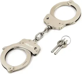 313023537508 POLICE Handcuffs Double Lock Steel Enforcement