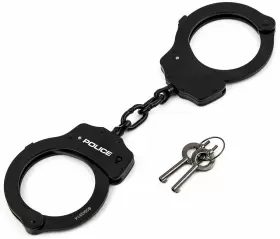 5333679428 POLICE Handcuffs Double Lock Steel Enforcement Me