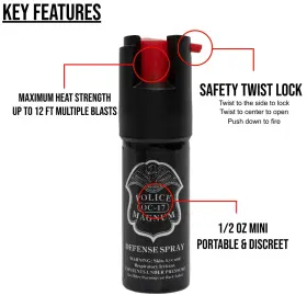 816898021290 POLICE MAGNUM Pepper Spray Pack Keycha Clip