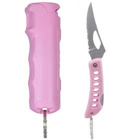 816898024475 POLICE MAGNUM Pink Pepper Spray Pocket Knife Kit