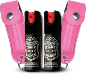 194411SZC POLICE OC-17 MAGNUM Pepper Spray Keychain Pink