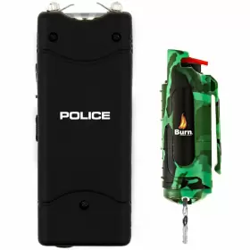 Police Taser 801b Stun Gun Burn Pepper Spray Combo For Self Defense 801 Black And Como