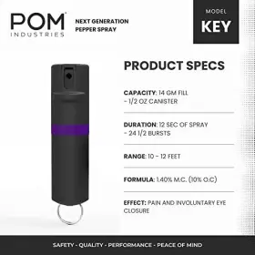 810045420240 POM Pepper Spray Top Keychain Maximum Oc Defense #3