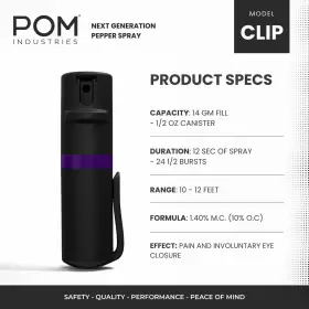 810045420332 POM Pepper Spray Top Pocket Clip Maximum Oc #3