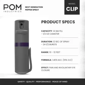 810045420356 POM Pepper Spray Top Pocket Clip Maximum Oc #3