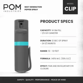 850000253032 POM Pepper Spray Top Pocket Clip Maximum Oc #3