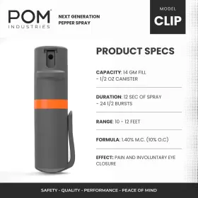 850000253070 POM Pepper Spray Top Pocket Clip Maximum Oc #3