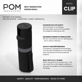 850000253445 POM Pepper Spray Top Pocket Clip Maximum Oc #2