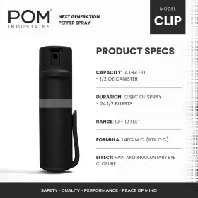 850000253445 POM Pepper Spray Top Pocket Clip Maximum Oc #3