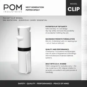GTM-8 POM INDUSTRIES Pepper Spray Top Pocket Clip Maximum Oc #2