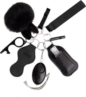 AMZ-FLC-BK4 QINER Safety Keychain Women Set Alarm Protec