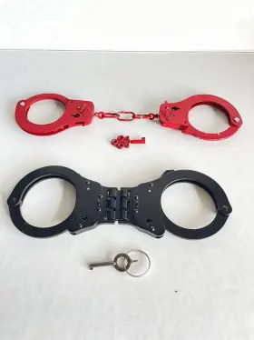 59786 S-DEFENSE Double Lock Steel Hinged Police Handcuffs