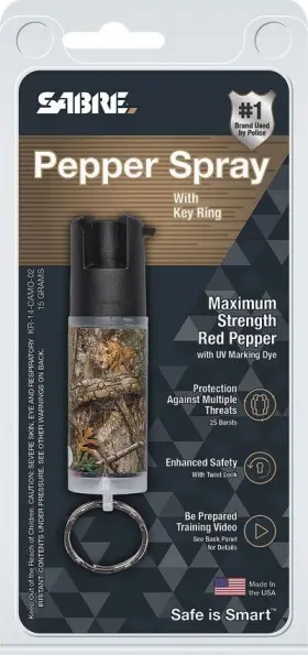 023063100395 SABRE Realtree Edge Camo Pepper Spray Keyring Uv #2