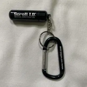094922621122 SCROLL I.D Medical Carabiner Keychain Backpack