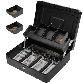 3024 SGORLDS Cash Box Key Lock Tray Bill Coin Slots