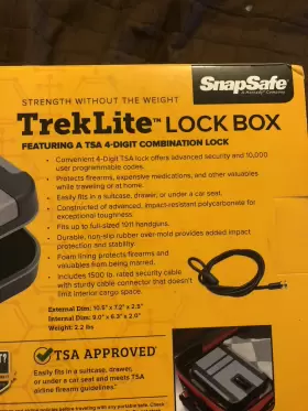 75241 SNAPSAFE Treklite Lock Box Combination #3