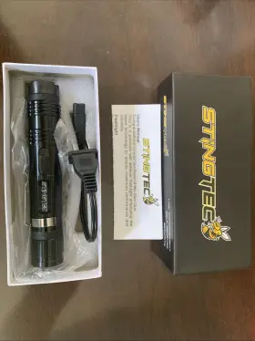 ST57BK STINGTEC Tactical Defense Stun Gun Bv Rechargeable Led