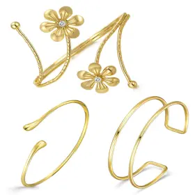 Tiwindx B0gs1klwlt 3 Pcs Arm Cuff For Women Adjustable Upper Armband Bangle Flower Armlet