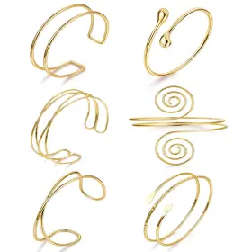 B0DHNQFLF1 VEGOLITA Boho Coil Arm Cuff Bangle Set Bracelet