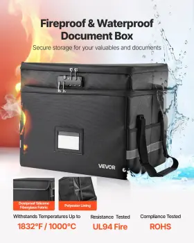 197988358343 VEVOR Fireproof Document Box Fire Waterproof