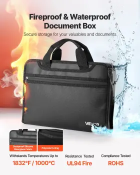 197988705338 VEVOR Fireproof Document Bag Fire Waterproof