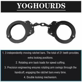 718979053315 YOGHOURDS Double Lock Handcuffs Steel Wrist Keys #2