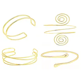 Yuyassjy B0f3xbs1xv 4 Pieces Minimalist Gold Arm Cuff Bracelet Upper Band Bangle