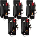 5 Pack Burn Pepper Spray 1/2oz Security Self Defense In Black Keychain Holster. Fixed Price $24.50.