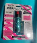 Super-cute Safety Stuff Pepper Spray Key Chain 10-12 Ft. Range Turquoise Glitter. Fixed Price $5.69.