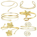 Tiwindx 6 Pcs Arm Cuff Bracelet For Women Gold Adjustable Bangle Band Armlet. Fixed Price $24.69.