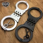 2 Pc Professional Double Lock Chrome Steel Hinged Police Security Handcuffs Real. Fixed Price $34.95.