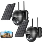 Iegeek Solar Security System 2 Pack 5mp Wireless Cameras, 360 View Night Vision. Fixed Price $107.99.