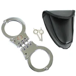Defender Hinged Steel Handcuffs With Keys & Black Leather Belt Pouch. Fixed Price $23.99.