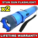 2pc Blue Metal Military Tactical Stun Gun 999mv W/ Led Flashlight Self Defense. Fixed Price $28.95.