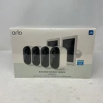 Arlo 2k Essential Outdoor Camera 2nd Gen, 4 Cameras And 2 Solar Panels, White. Fixed Price $125.99.