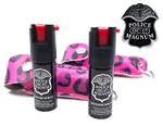 2 Police Magnum Pepper Spray .50oz Pink Doodle Keychain Holster Safety Defense. Fixed Price $11.95.