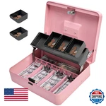 Sgorlds Metal Cash Box W/tray & Key Lock, Tiered Locking Money 11.8"x9.5"x3.. Fixed Price $46.53.